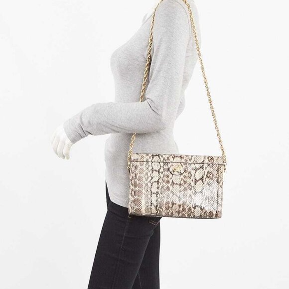 Gucci White/Black Snakeskin Ophidia Small Shoulder Bag - Picture 3 of 9